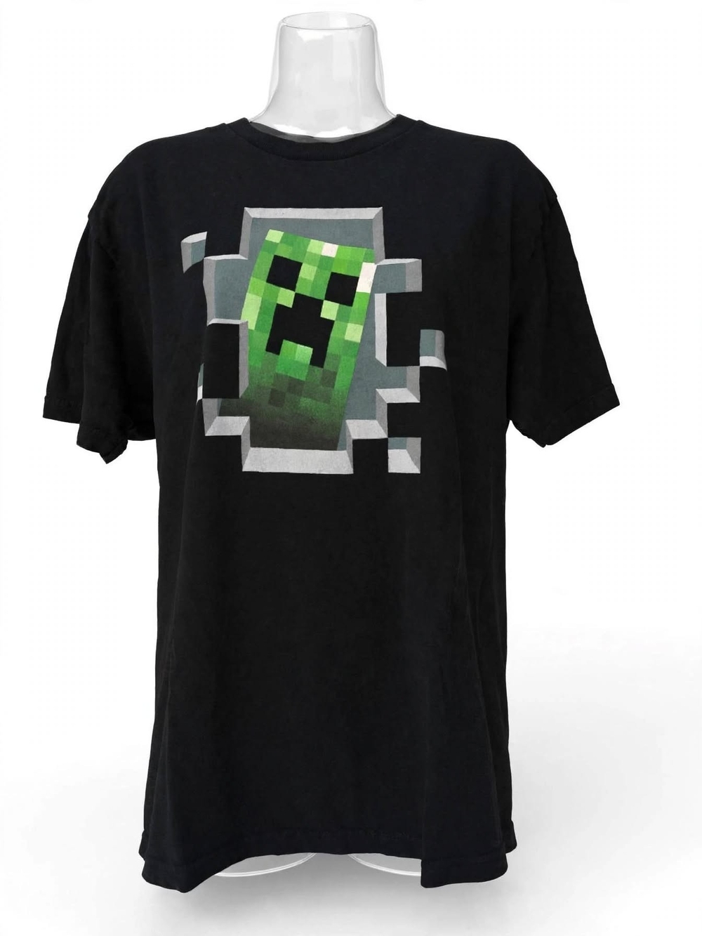 Minecraft T-Shirt L Black Creeper Inside Out Pixel Gamer Jinx Mojang Large